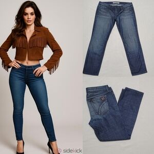 Joe's Jeans Dark Blue Wash Low Rise Waist Skinny Leg Cropped Stretchy Jeans 31